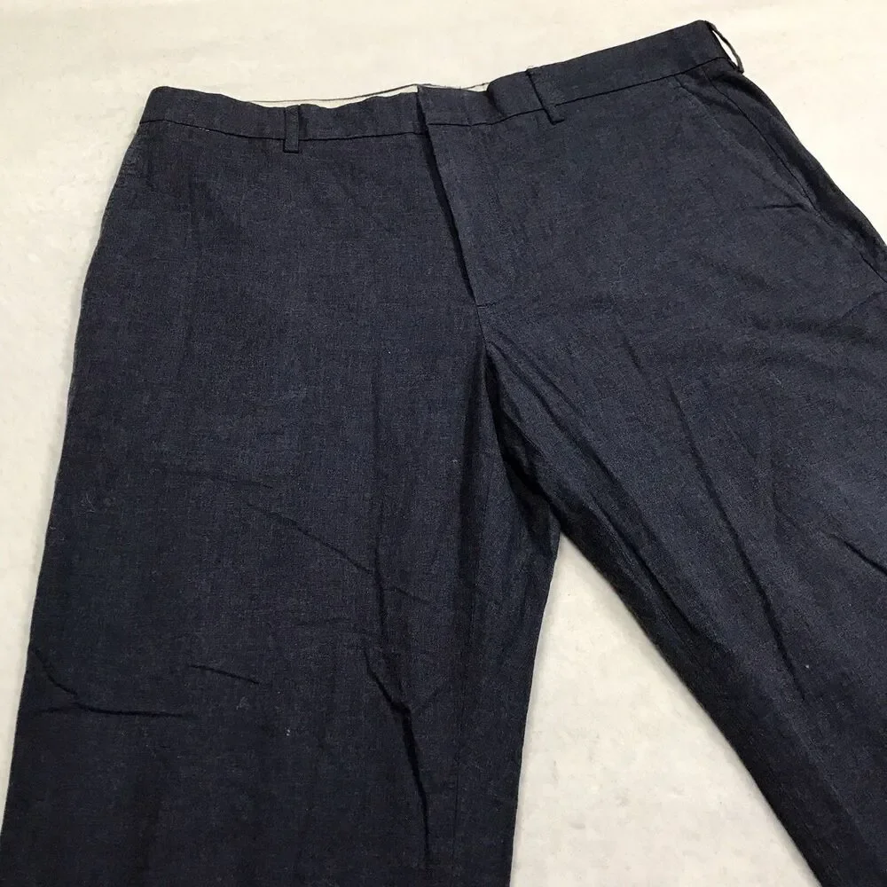 J CREW Thompson Pants Men 35x32 (36x29 actual) Navy Tapered Leg Chino Cotton